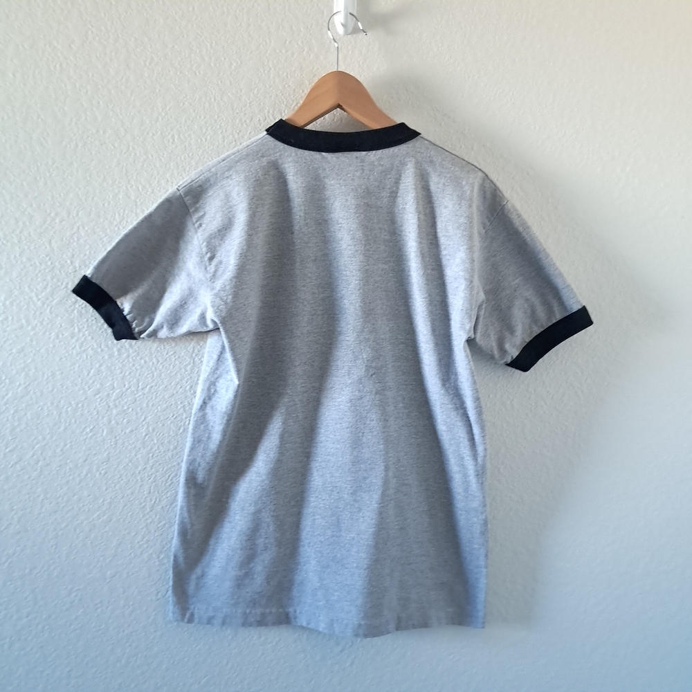 Vintage Dr. Seuss Cat in the Hat Graphic T Shirt Ringer Cotton Blend Grey Medium - Picture 5 of 7